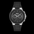 Hugo Boss Taper Chronograph Black Dial Black Leather Strap Watch for Men - 1514085