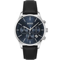 Hugo Boss Avery Chronograph Blue Dial Black Leather Strap Watch for Men - 1514156