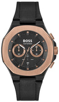 Hugo Boss Taper Chronograph Black Dial Black Leather Strap Watch for Men - 1514089