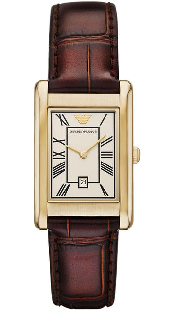 Emporio Armani Gino White Dial Brown Leather Strap Watch for Men - AR11665