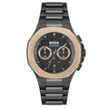 Hugo Boss Taper Chronograph Black Dial Black Steel Strap Watch for Men - 1514090