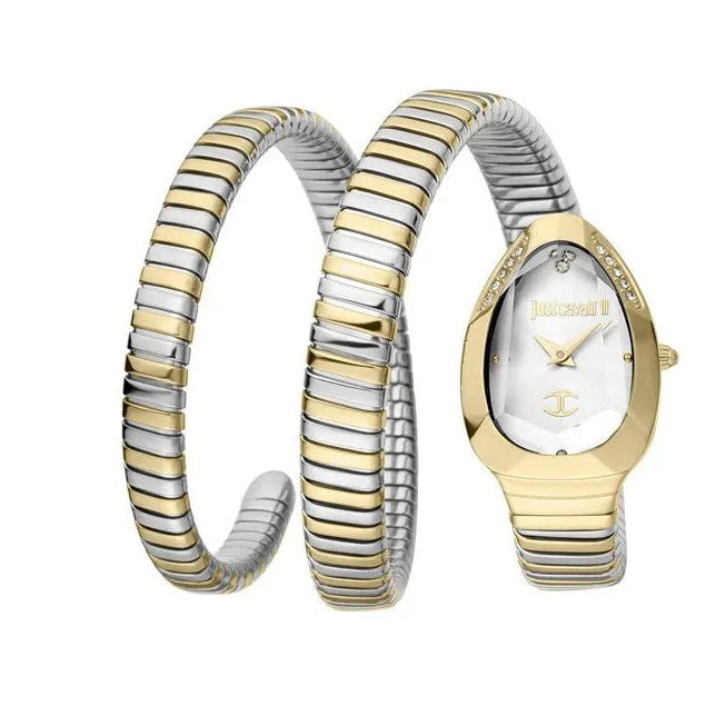 Just Cavalli Glam Evo 4 White Dial Two Tone Steel Strap Watch for Women - JC1L209M0065