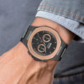 Hugo Boss Taper Chronograph Black Dial Black Steel Strap Watch for Men - 1514090