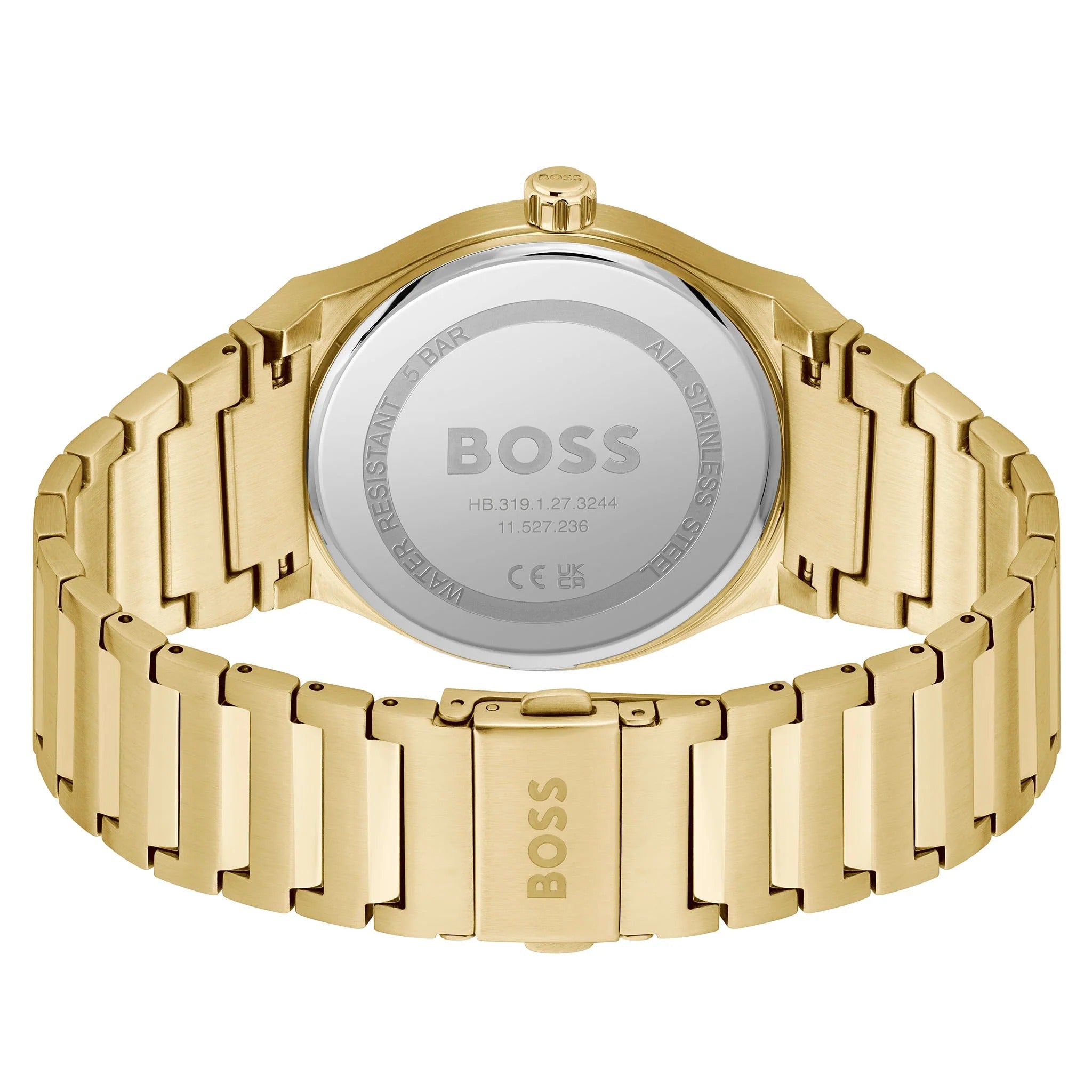 Hugo Boss Candor Black Dial Gold Steel Strap Watch for Men - 1514077