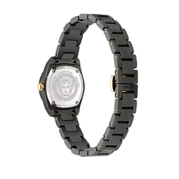 Versace DV One Mini Black Dial Black Steel Strap Watch for Women - VE9F00124