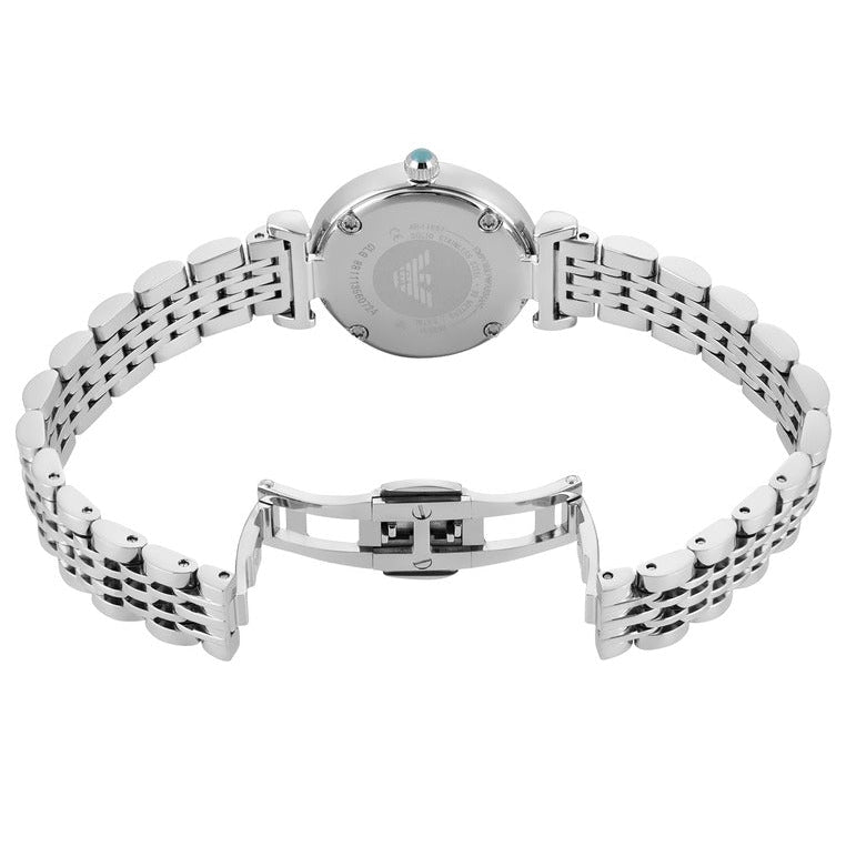Emporio Armani Gianni T Bar Green Dial Silver Steel Strap Watch for Women - AR11667