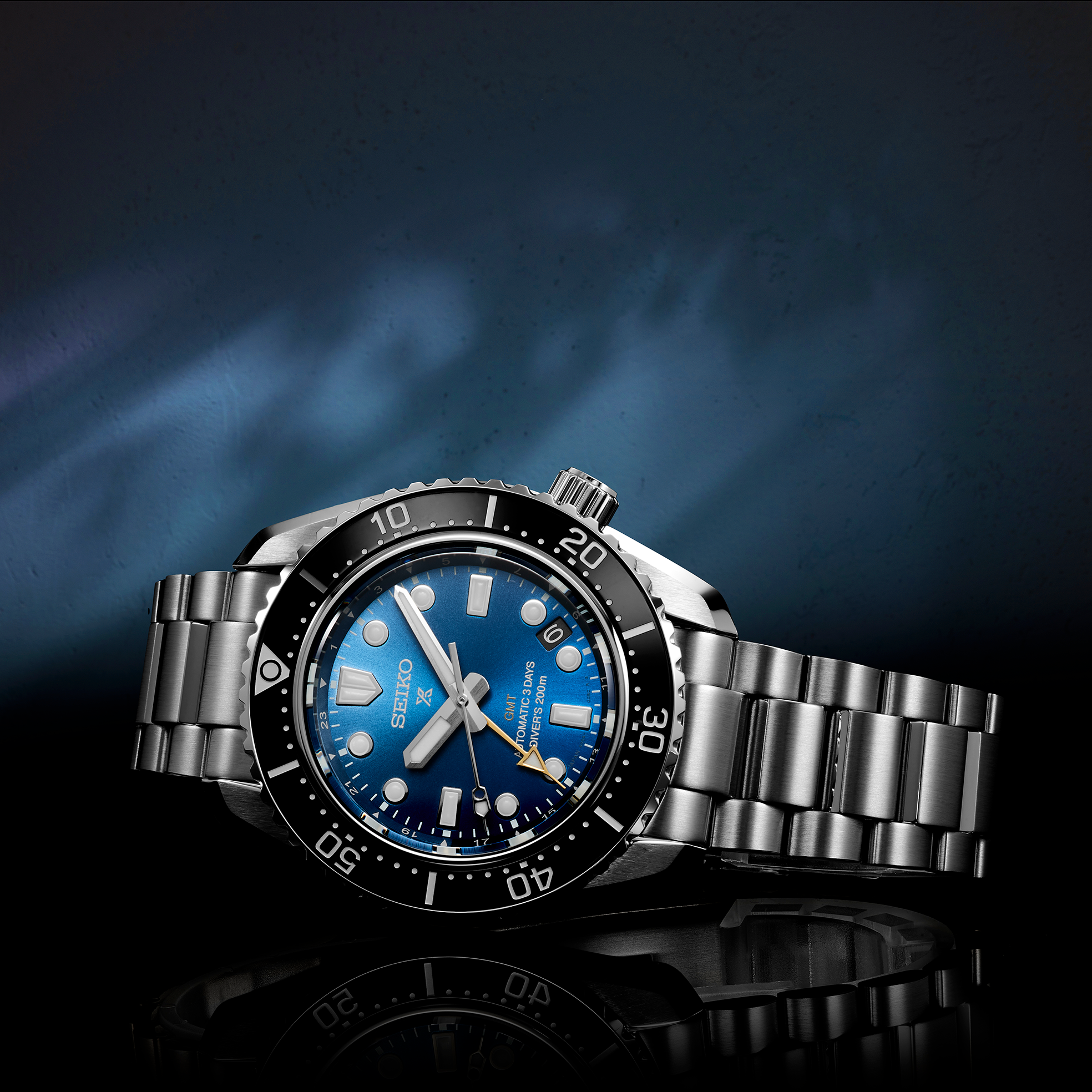 Seiko Prospex 1968 Heritage Divers GMT US Limited Edition Blue Dial Silver Steel Strap Watch for Men - SPB477J1