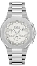 Hugo Boss Taper Chronograph White Dial Silver Steel Strap Watch for Men - 1514087