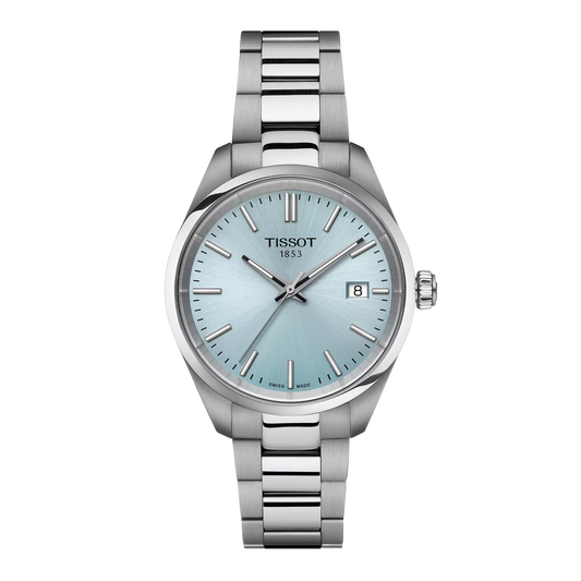 Tissot PR 100 Ice Blue Dial Silver Steel Strap Watch for Women - T150.210.11.351.00