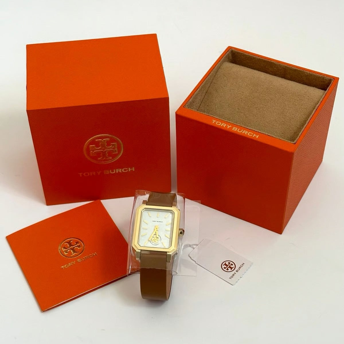 Tory Burch Robinson White Dial Brown Leather Strap Watch for Women - TBW1503
