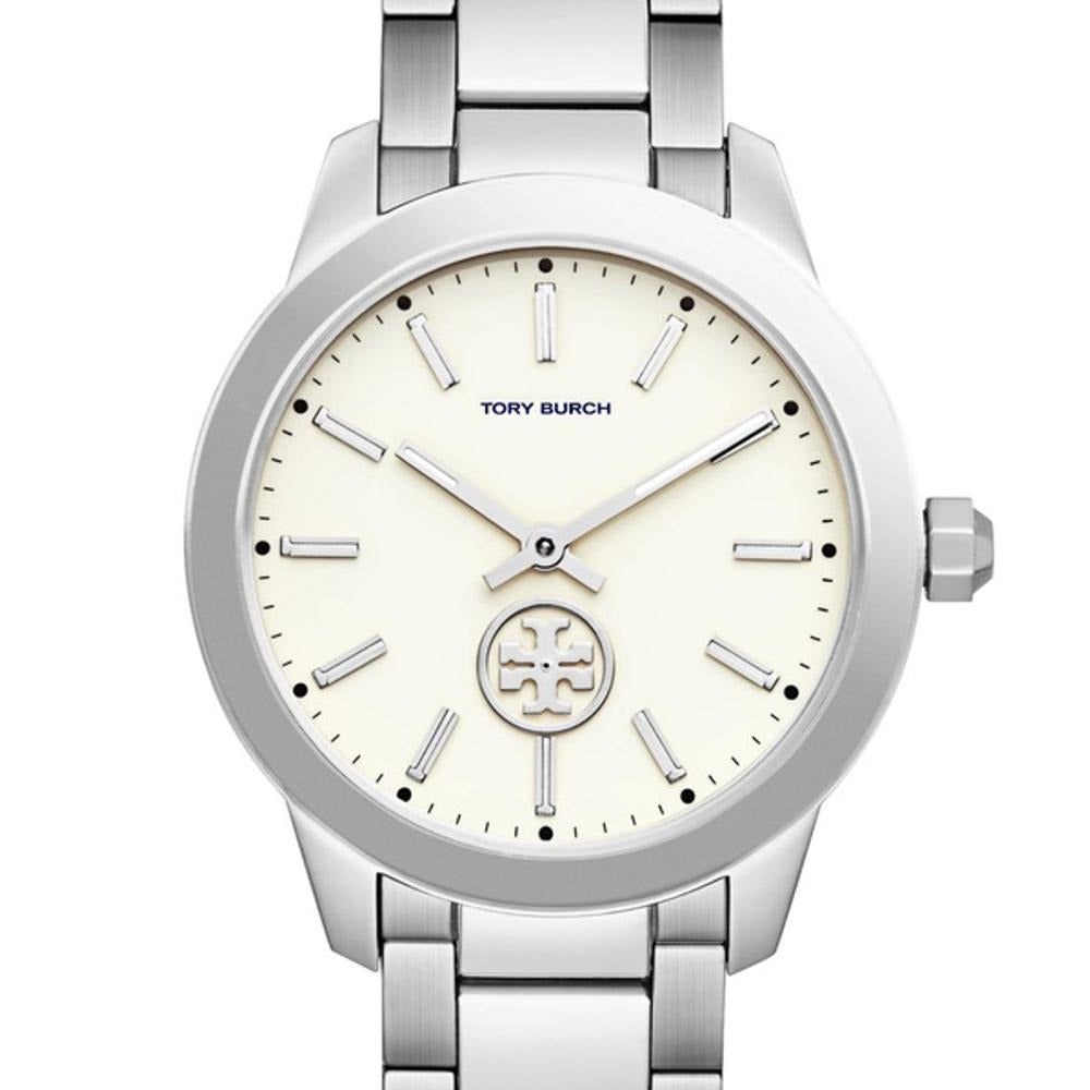 Tory Burch Collins White Dial Silver Steel Strap Watch for Women - TBW1301