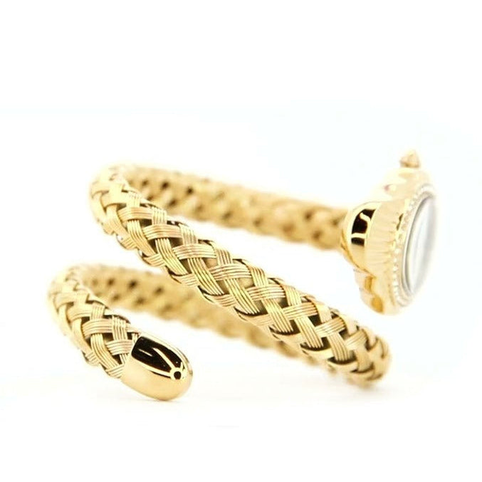 Just Cavalli Twined Green Dial Gold Steel Strap Watch for Women - JC1L305M0035