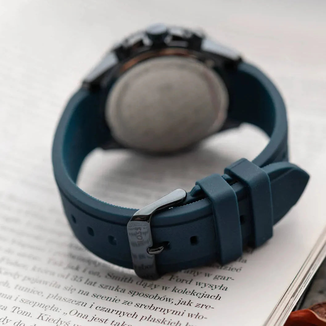 Hugo Boss Runner Chronograph Blue Dial Blue Silicone Strap Watch for Men - 1514142