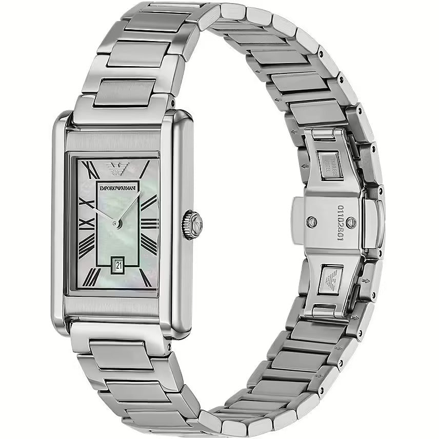 Emporio Armani Gino Mother of Pearl Dial Silver Steel Strap Watch for Men - AR11664
