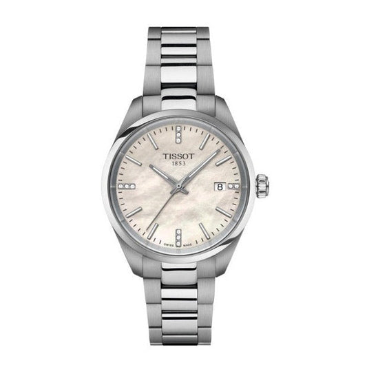 Tissot PR 100 Diamonds Mother of Pearl Dial Silver Steel Strap Watch for Women - T150.210.11.116.00