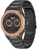 Hugo Boss Taper Chronograph Black Dial Black Steel Strap Watch for Men - 1514090