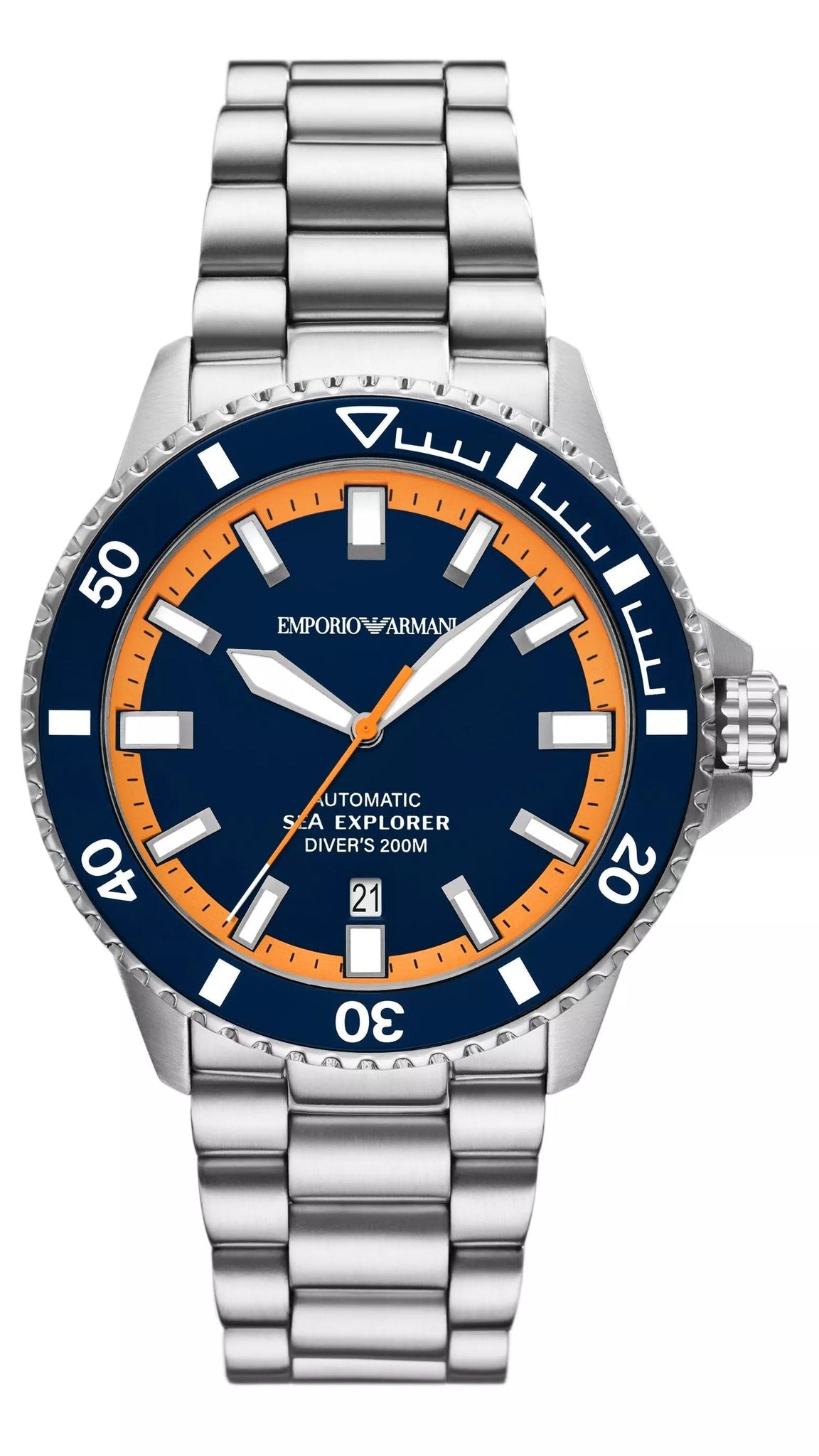 Emporio Armani Sea Explorer Blue Dial Silver Steel Strap Watch for Men - AR60090