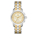 Tory Burch The Tory Chronograph White Dial Two Tone Steel Strap Watch for Women - TBW1052