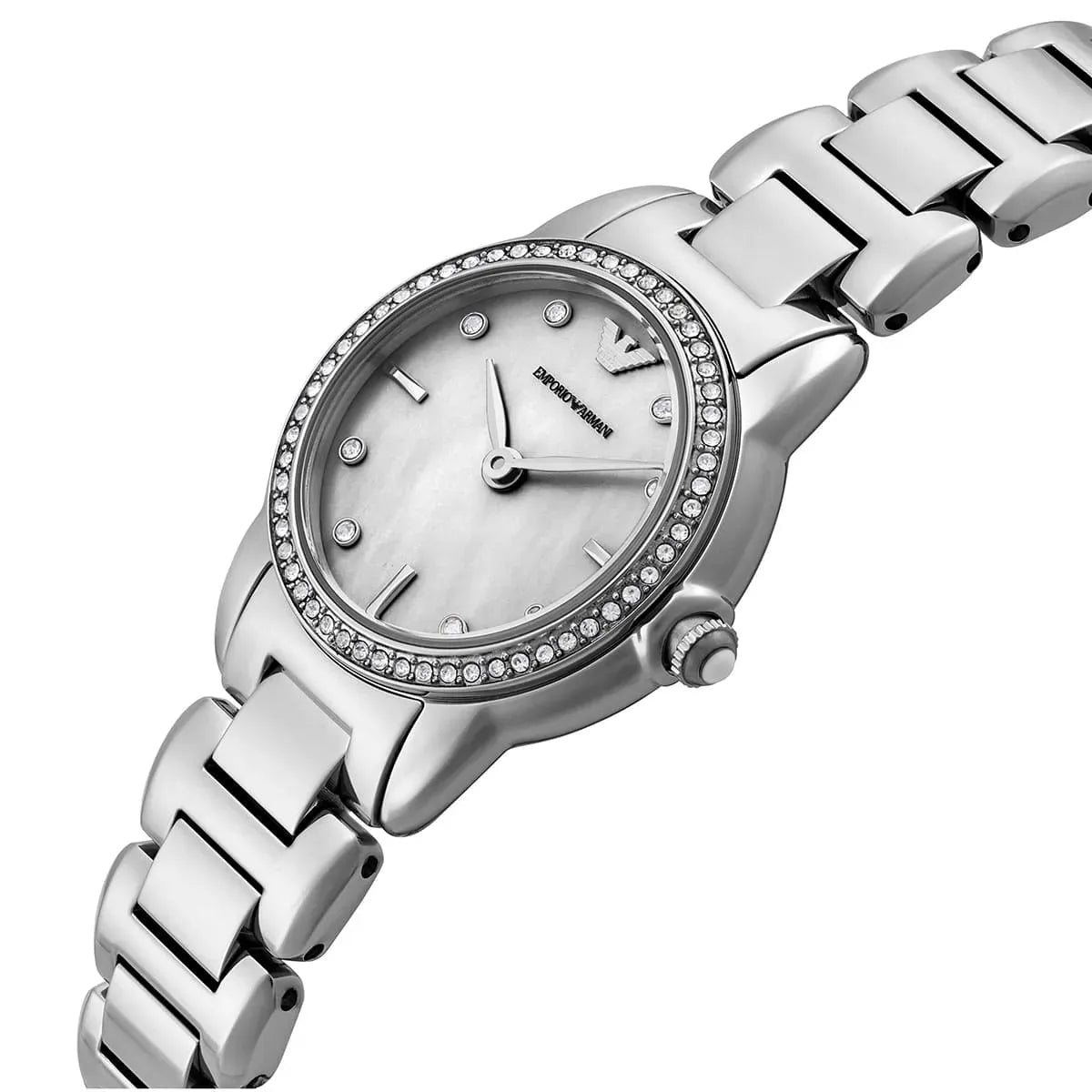 Emporio Armani Mia Mother of Pearl Dial Silver Steel Strap Watch for Women - AR11669