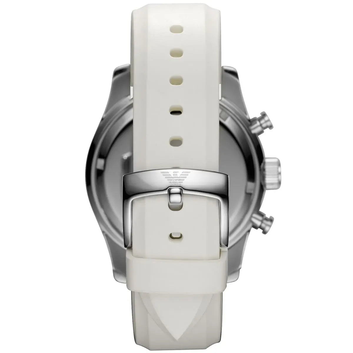 Emporio Armani Sportivo Chronograph White Dial White Rubber Strap Watch for Men - AR5947
