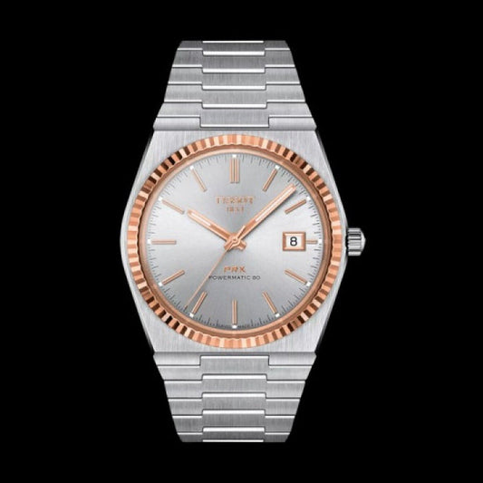 Tissot PRX Powermatic 80 18K Silver Dial Silver Steel Strap Watch for Men - T931.407.41.031.00