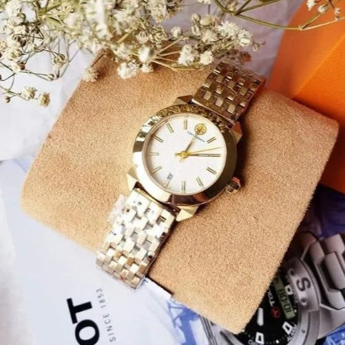 Tory Burch Whitney White Dial Gold Steel Strap Watch for Women - TBW8000