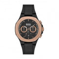 Hugo Boss Taper Chronograph Black Dial Black Leather Strap Watch for Men - 1514089