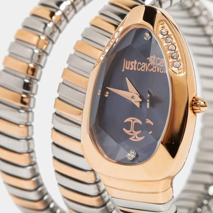 Just Cavalli Glam Evo 4 Blue Dial Two Tone Steel Strap Watch for Women - JC1L209M0085