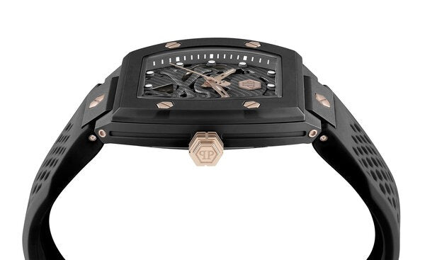 Philipp Plein The $Keleton Black Dial Black Silicone Strap Watch for Men - PWVBA0523