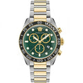 Versace Greca Dome Chronograph Green Dial Two Tone Steel Strap Watch for Men - VE6K00423