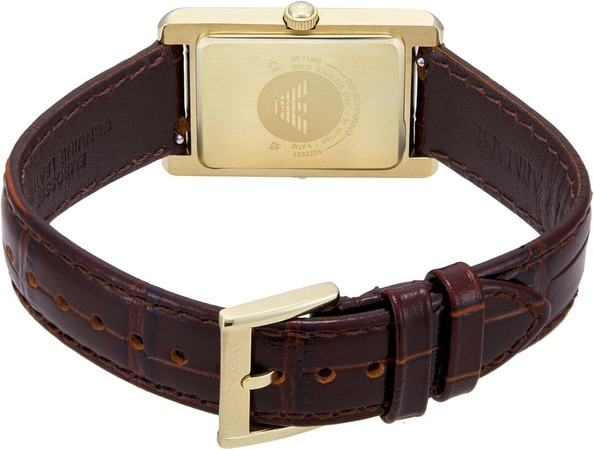 Emporio Armani Gino White Dial Brown Leather Strap Watch for Men - AR11665