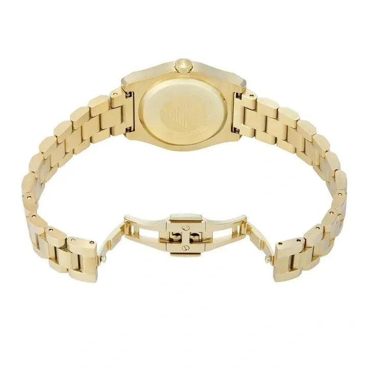 Emporio Armani Federica Mother of Pearl White Dial Gold Steel Strap Watch for Women - AR11657
