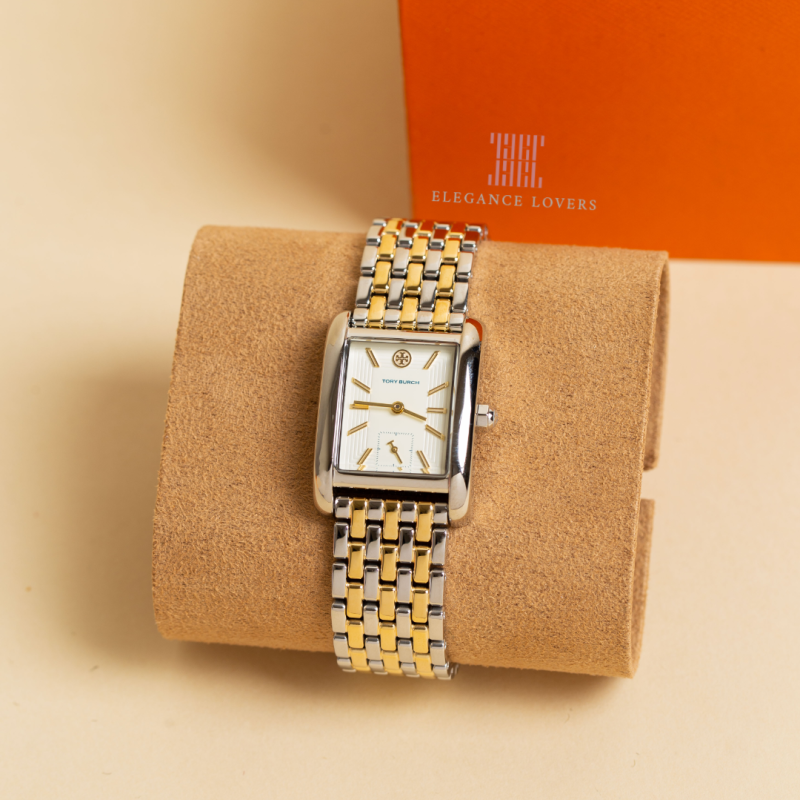 Tory Burch Eleanor White Dial Two Tone Steel Strap Watch for Women - TBW1070
