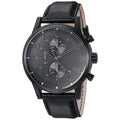 Hugo Boss Aeroliner Chronograph Black Dial Black Leather Strap Watch for Men - 1512567