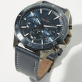 Hugo Boss Troper Chronograph Blue Dial Blue Leather Strap Watch for Men - 1514056