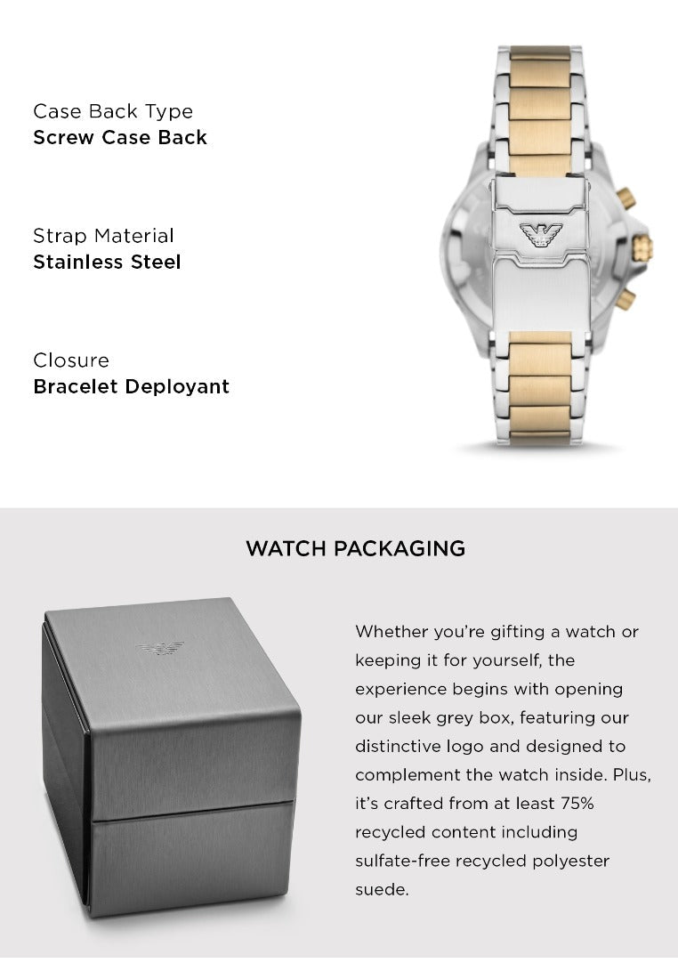 Emporio Armani World Explorer Chronograph Cream Dial Two Tone Steel Strap Watch for Men - AR11606