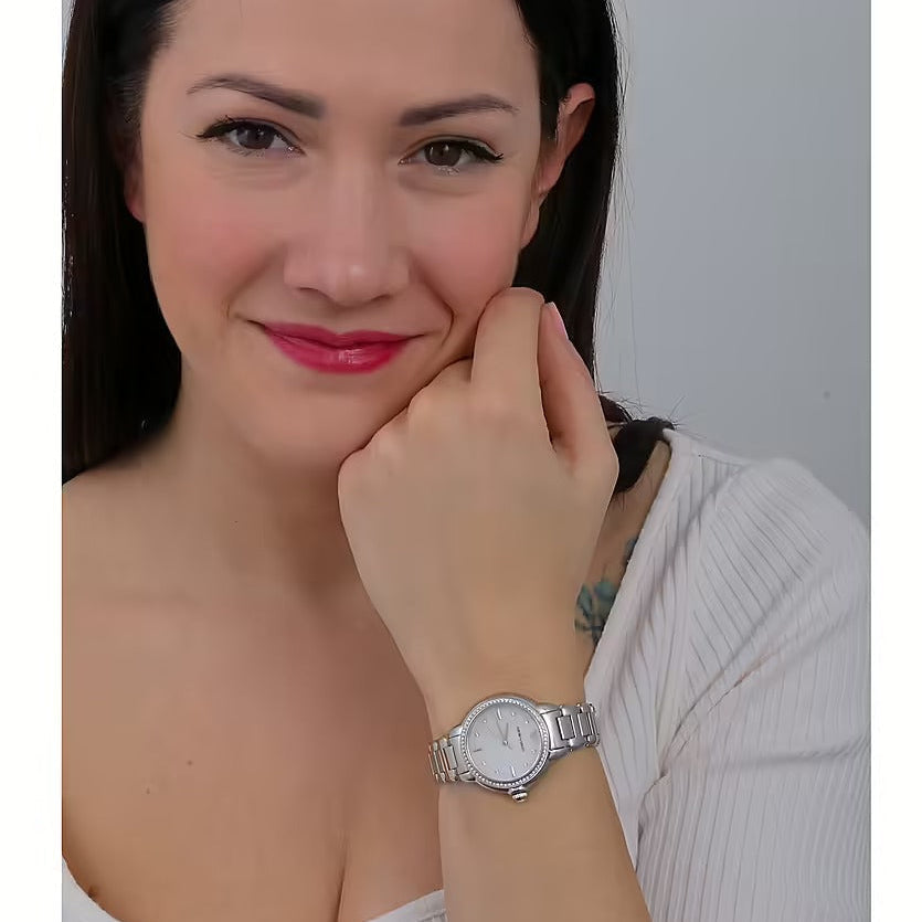 Emporio Armani Mia Mother of Pearl Dial Silver Steel Strap Watch for Women - AR11596