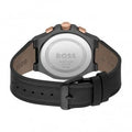 Hugo Boss Taper Chronograph Black Dial Black Leather Strap Watch for Men - 1514089