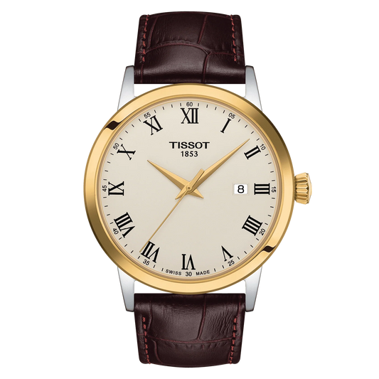 Tissot Classic Dream Ivory Dial Brown Leather Strap Watch for Men - T129.410.26.263.00