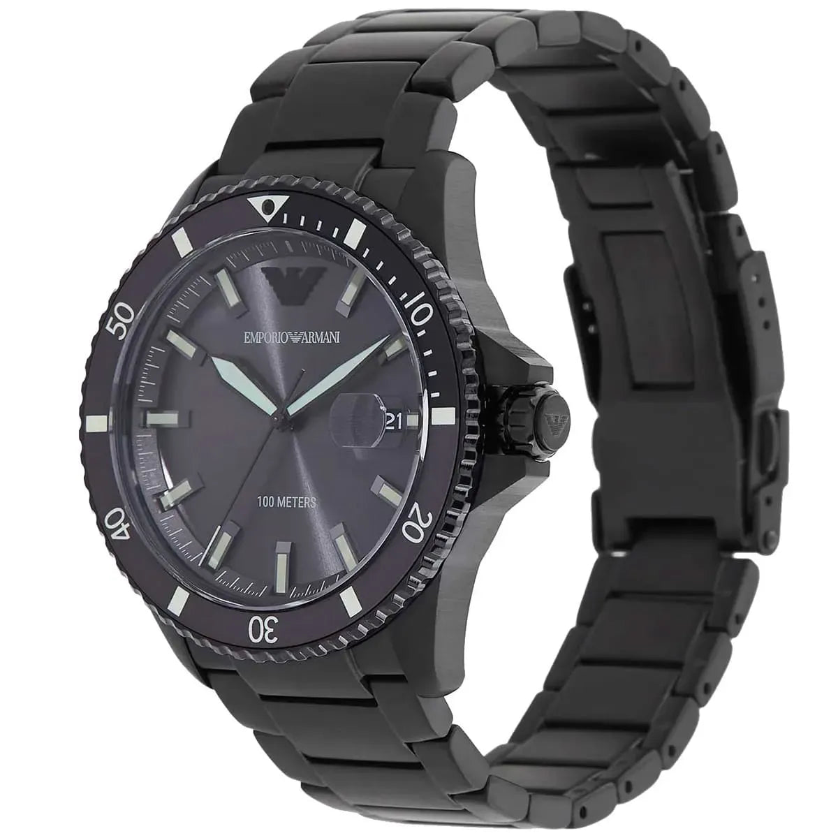 Emporio Armani World Explorer Black Dial Black Steel Strap Watch for Men - AR11398