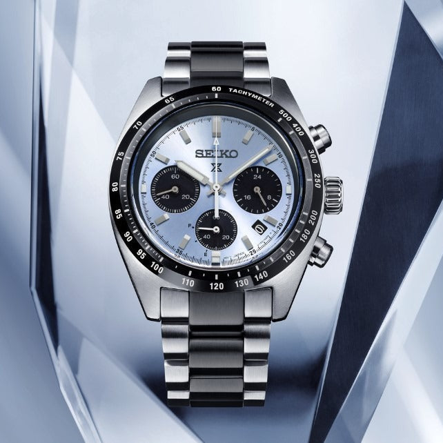 Seiko Prospex Speedtimer Solar Chronograph Limited Edition Blue Dial Two Tone Steel Strap Watch for Men - SSC909