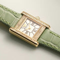 Emporio Armani Classic White Dial Green Leather Strap Watch for Women - AR11661