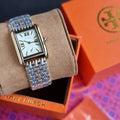 Tory Burch Eleanor White Dial Tri Tone Steel Strap Watch for Women - TBW1078
