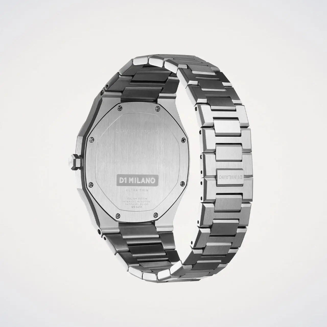 D1 Milano Ultra Thin Matte Black Dial Silver Steel Strap Watch for Men - D1-UTBJ40