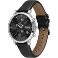 Hugo Boss Integrity Chronograph Black Dial Black Leather Strap Watch for Men - 1513777