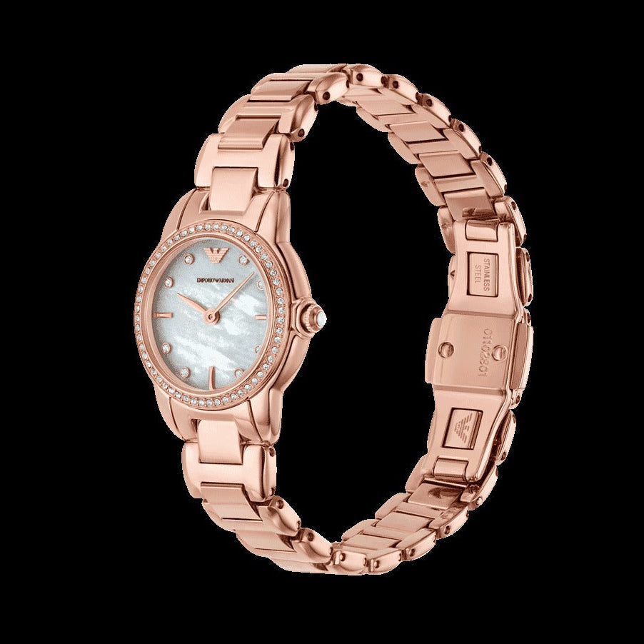 Emporio Armani Mia Mother of Pearl Dial Rose Gold Steel Strap Watch for Women - AR11671