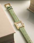 Emporio Armani Classic White Dial Green Leather Strap Watch for Women - AR11661