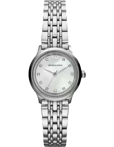 Emporio Armani Alpha Mother of Pearl Dial Silver Steel Strap Watch for Women - AR1803