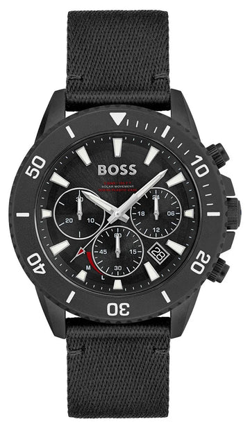 Hugo Boss Admiral Chronograph Black Dial Black Nylon Strap Watch for Men - 1513918
