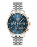 Hugo Boss Avery Chronograph Blue Dial Silver Steel Strap Watch for Men - 1514158